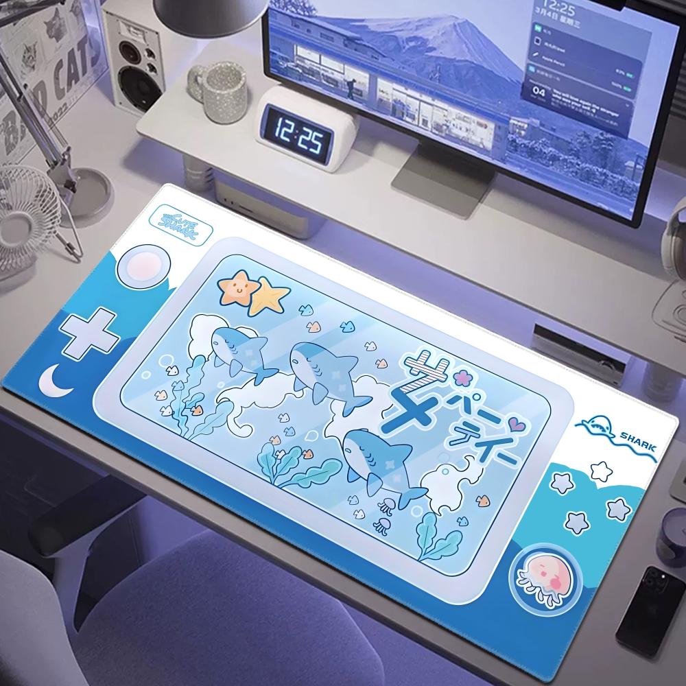 Office Desk Tech Accessories - Cute Shark Party Mouse Pad Large
