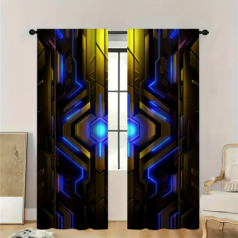 2pcs Geometric Tech Curtains w - огляд і ціна Tech Office Youtube