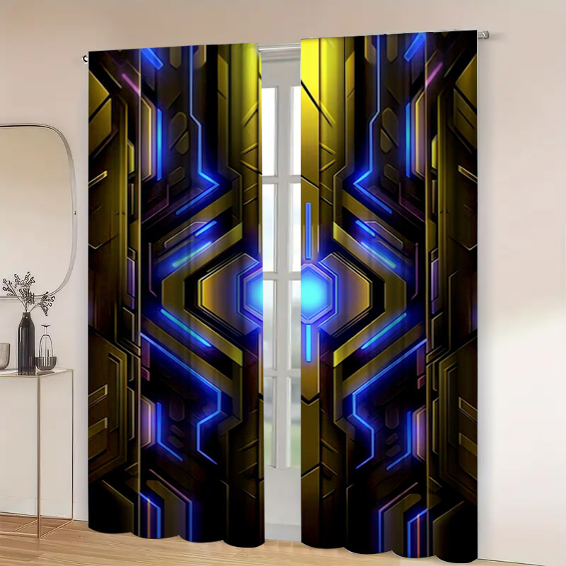 2pcs Geometric Tech Curtains w - огляд і ціна Tech Office Youtube