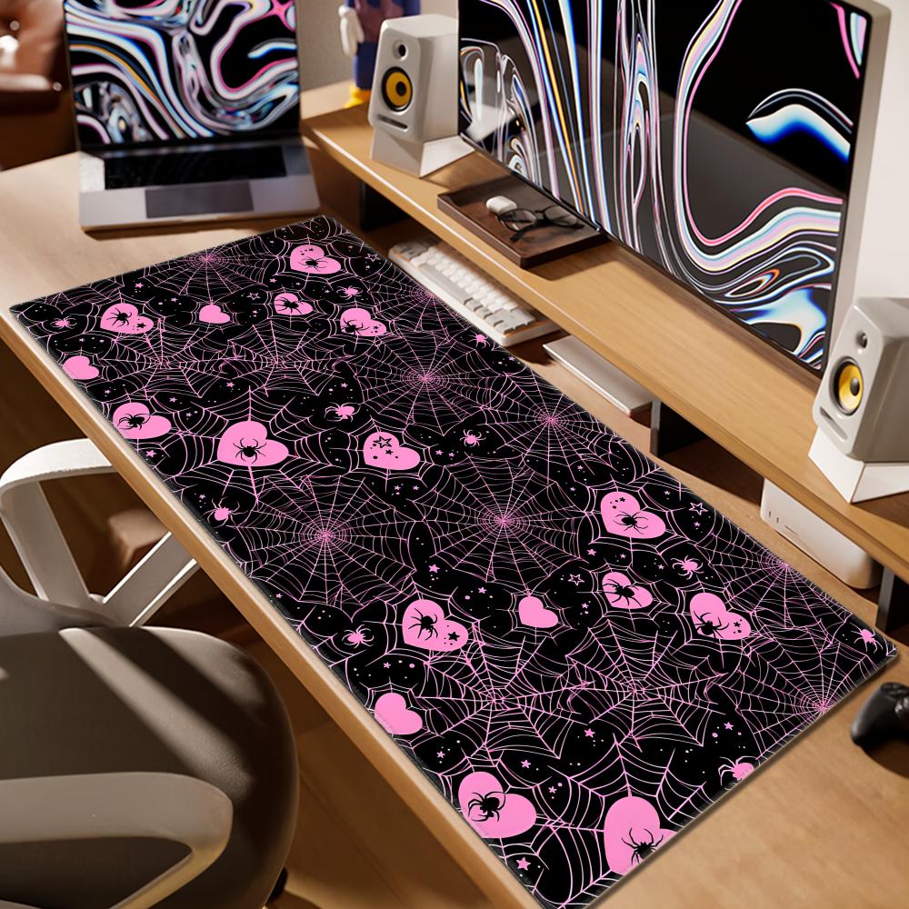 90x40 White or Pink Spiderweb  - огляд і ціна Office Desk Tech Accessories