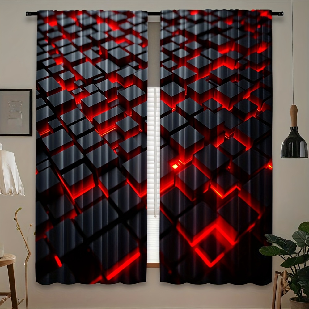 2pcs Geometric Curtains Red Bl - огляд і ціна Tech Office Youtube